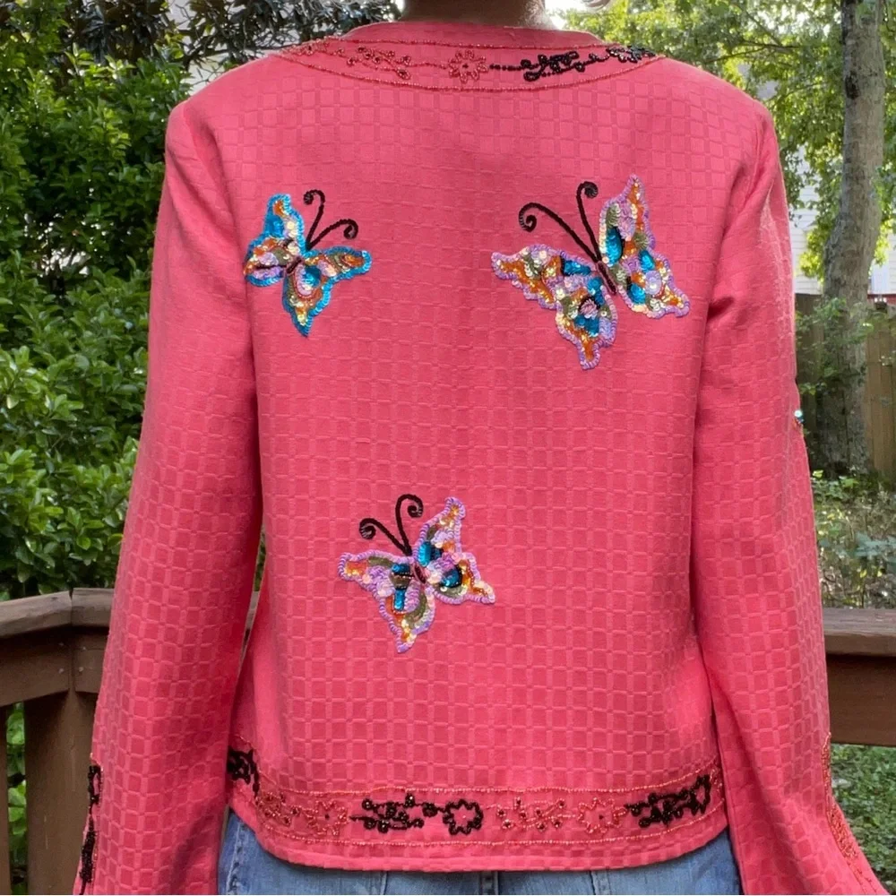 Julia Kim sequined beaded jacket, butterflies motif - Picture 5 of 10